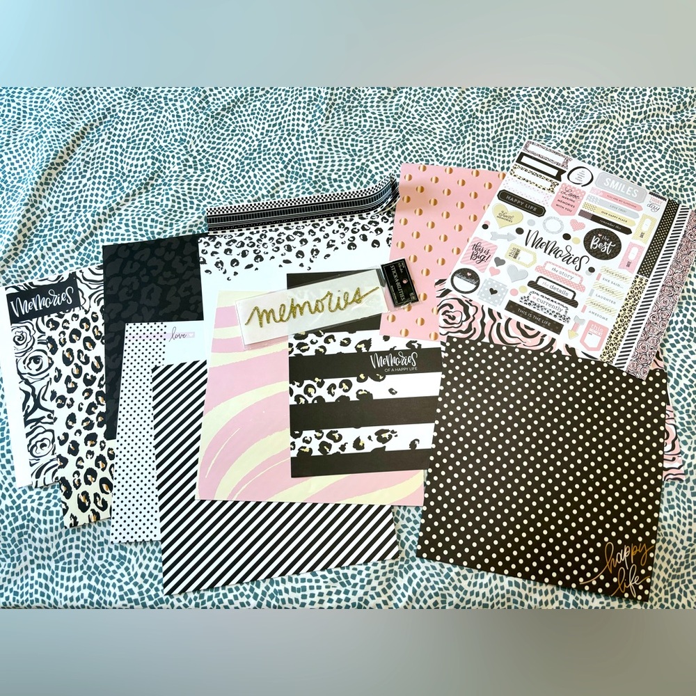 Memories 12x12 Scrapbook Paper w/ Memories Sticker and 2 page border stickers